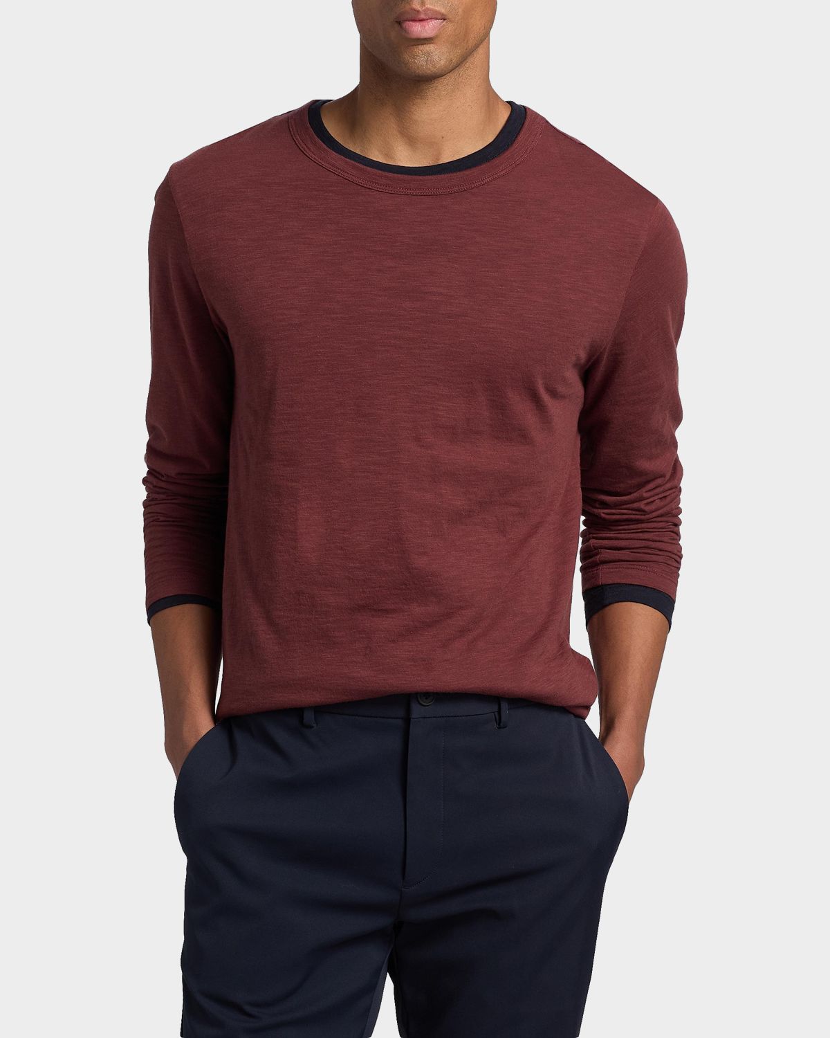 Vince Men 's Fine Slub Cotton Double-Layer Crewneck T-Shirt | Thumbnail 4 Vince Men 's Fine Slub Cotton Double-Layer Crewneck T-Shirt | Thumbnail 4