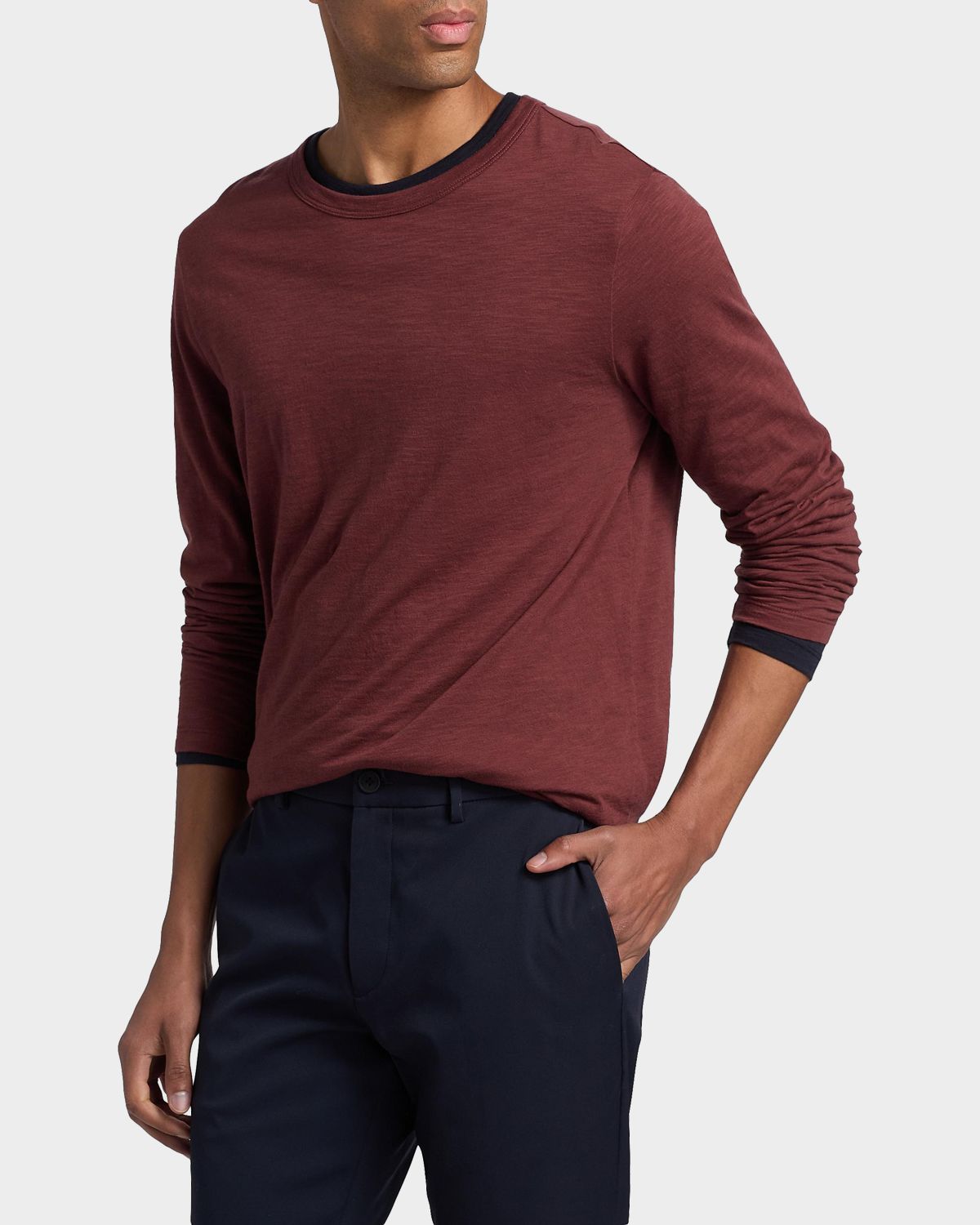 Vince Men 's Fine Slub Cotton Double-Layer Crewneck T-Shirt | Thumbnail 7 Vince Men 's Fine Slub Cotton Double-Layer Crewneck T-Shirt | Thumbnail 7