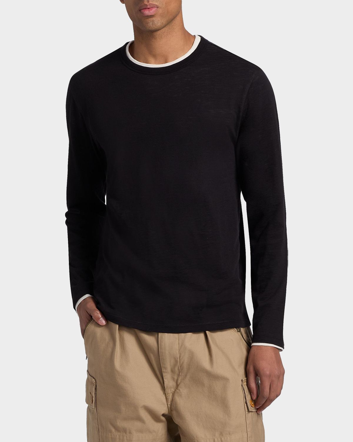 Vince Men 's Fine Slub Cotton Double-Layer Crewneck T-Shirt | Thumbnail 4 Vince Men 's Fine Slub Cotton Double-Layer Crewneck T-Shirt | Thumbnail 4