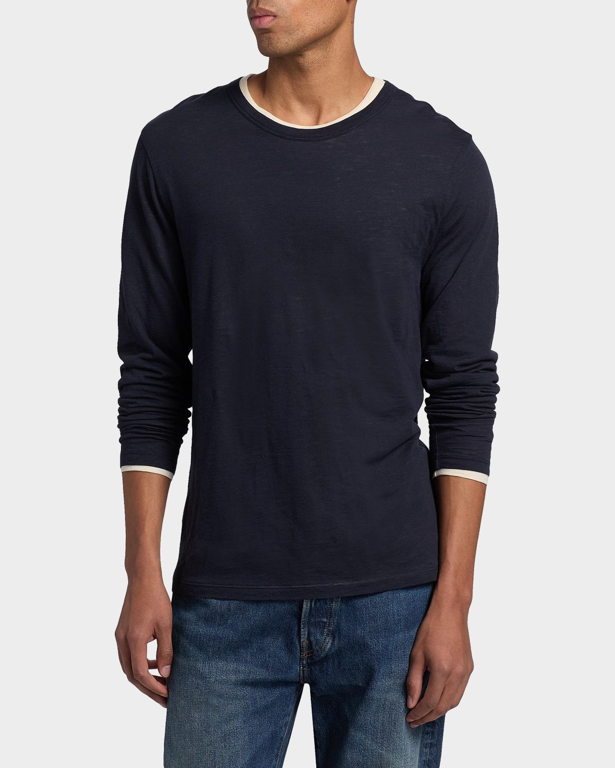 Vince Men 's Fine Slub Cotton Double-Layer Crewneck T-Shirt | Thumbnail 4 Vince Men 's Fine Slub Cotton Double-Layer Crewneck T-Shirt | Thumbnail 4