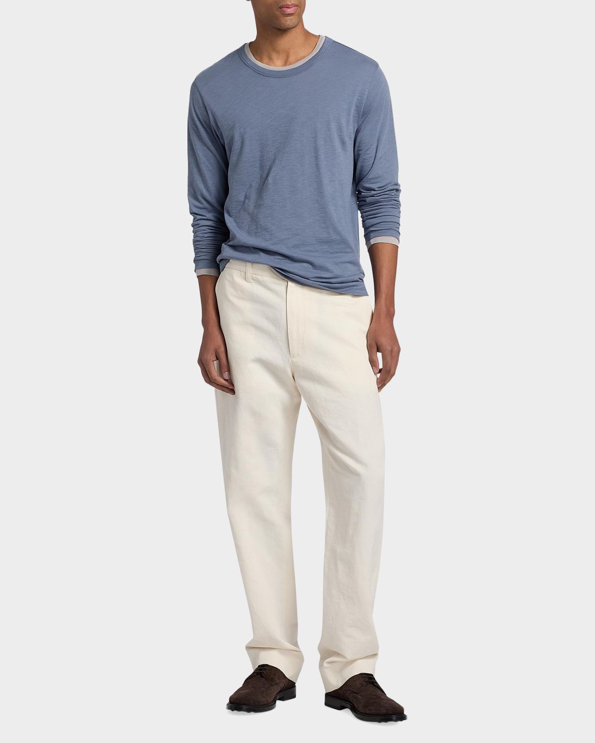 Vince Men 's Fine Slub Cotton Double-Layer Crewneck T-Shirt | Thumbnail 2 Vince Men 's Fine Slub Cotton Double-Layer Crewneck T-Shirt | Thumbnail 2