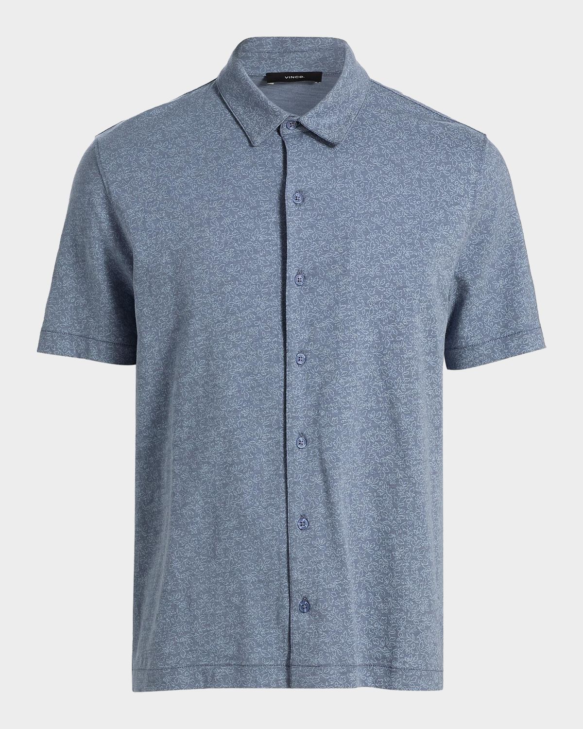 Vince Men 's Tonal Leaf-Print Slub Cotton Shirt