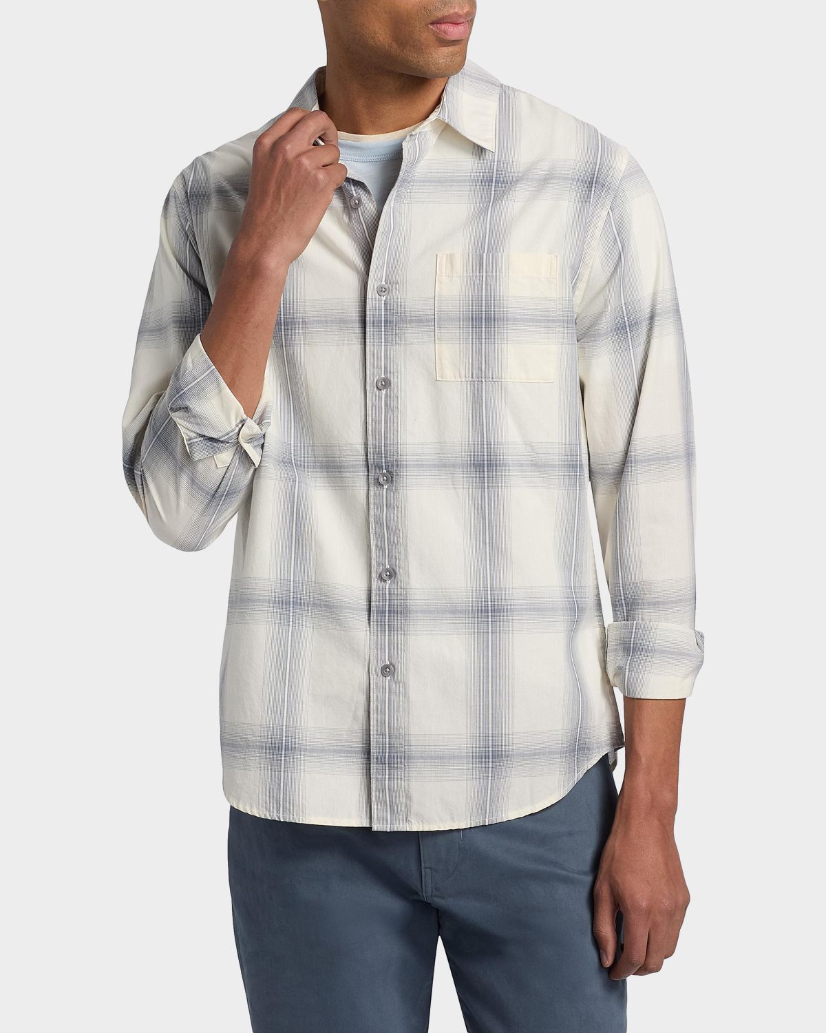 Vince Men 's Townes Plaid Cotton Shirt | Thumbnail 4 Vince Men 's Townes Plaid Cotton Shirt | Thumbnail 4