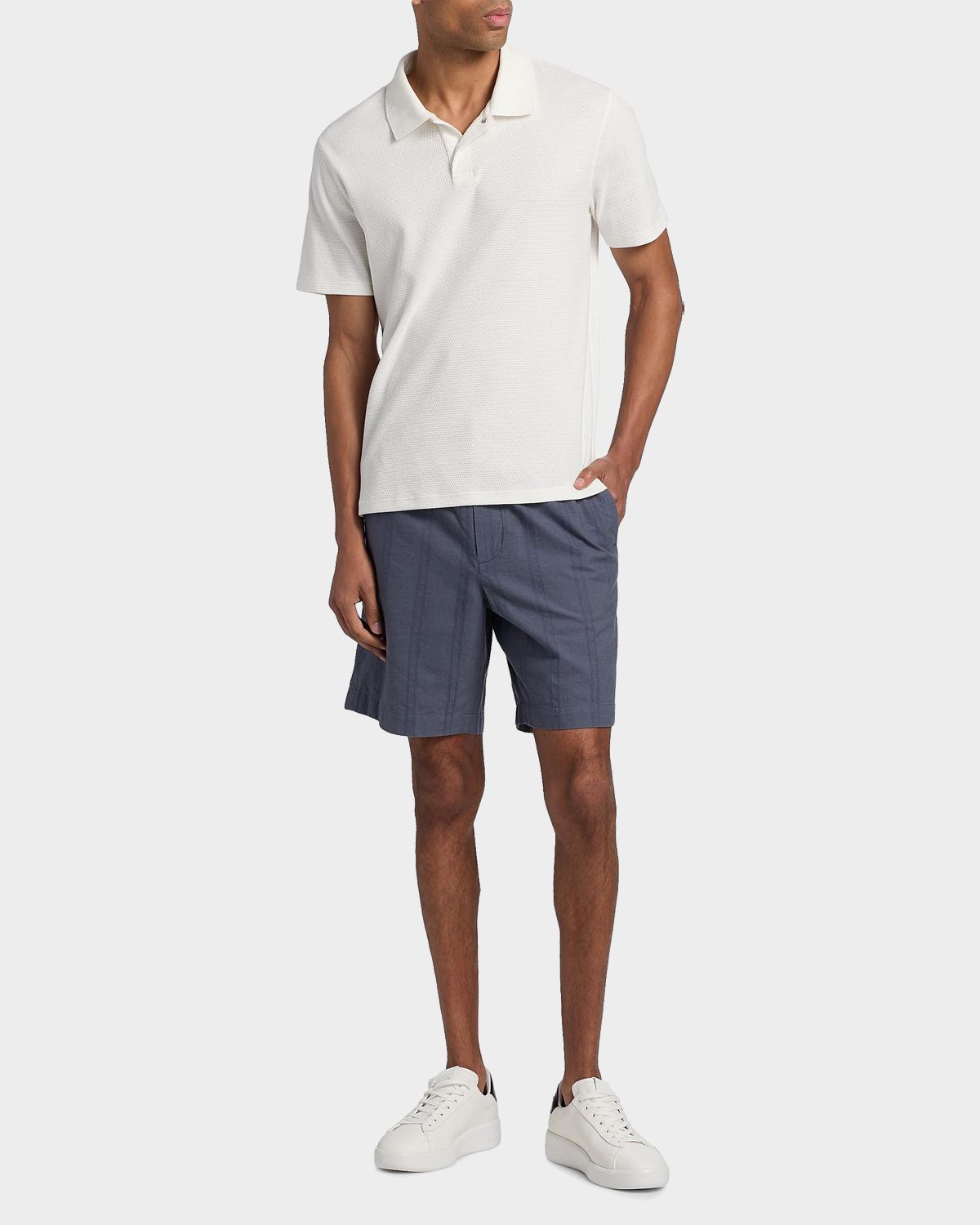 Vince Men 's Rib-Knit Cotton-Blend Polo Shirt