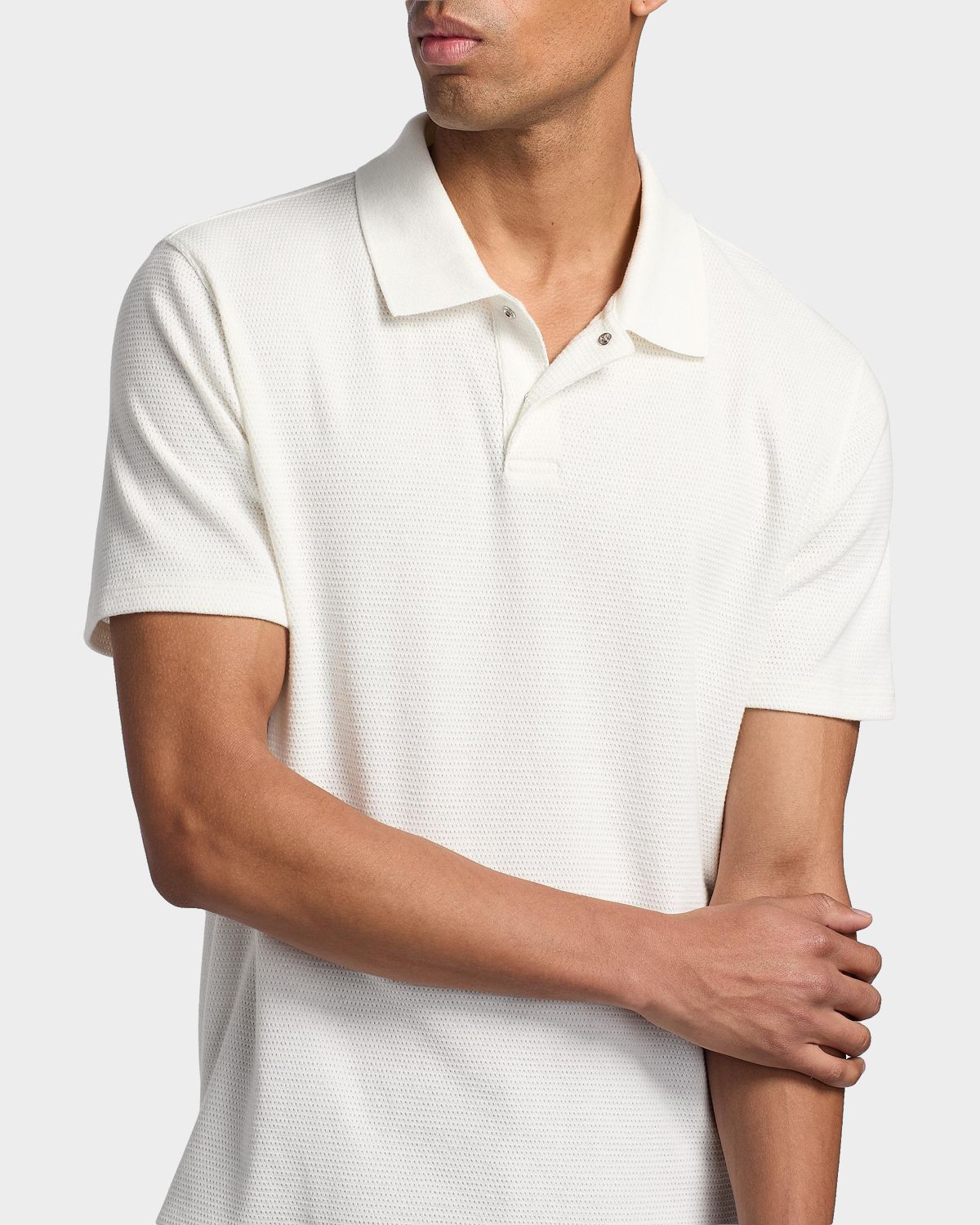 Vince Men 's Rib-Knit Cotton-Blend Polo Shirt | Thumbnail 5 Vince Men 's Rib-Knit Cotton-Blend Polo Shirt | Thumbnail 5