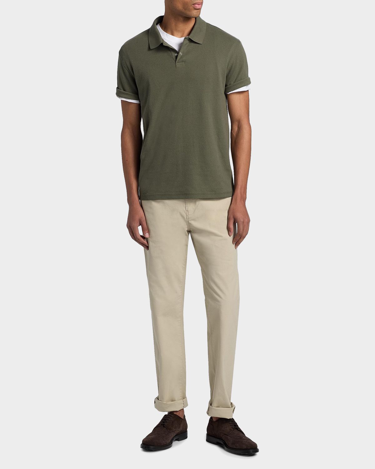 Vince Men 's Rib-Knit Cotton-Blend Polo Shirt