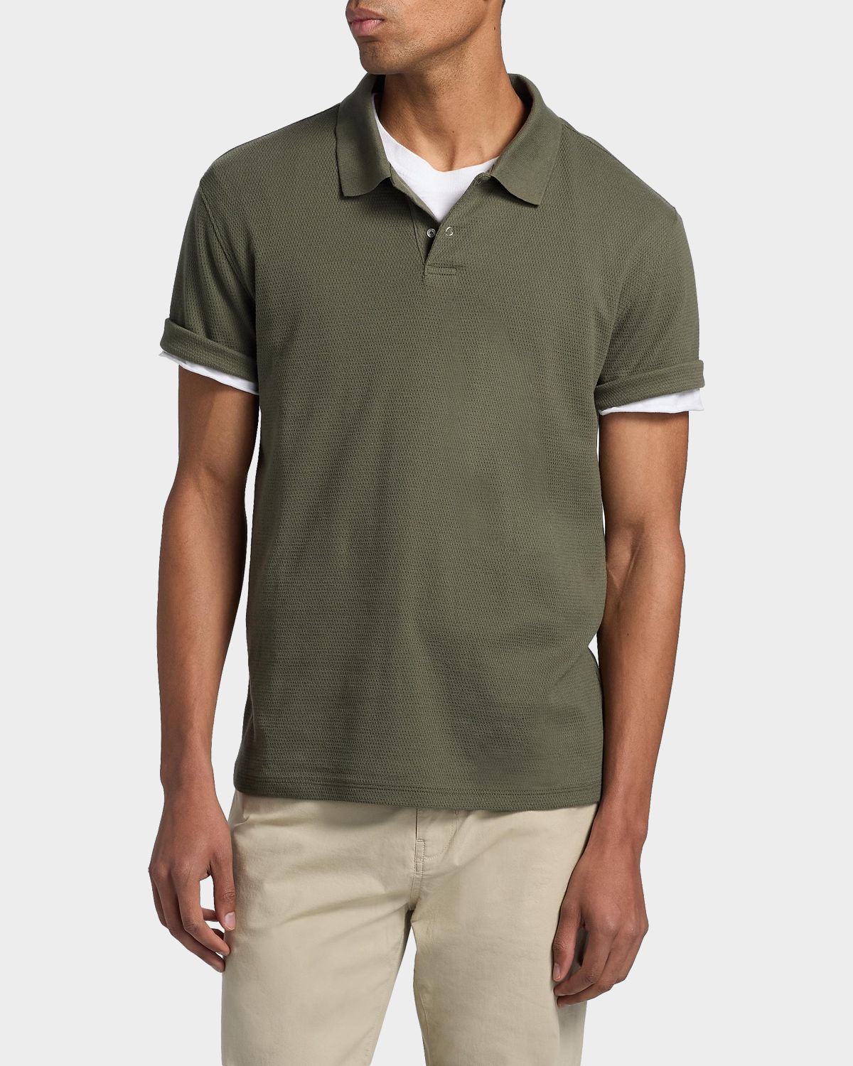 Vince Men 's Rib-Knit Cotton-Blend Polo Shirt | Thumbnail 4 Vince Men 's Rib-Knit Cotton-Blend Polo Shirt | Thumbnail 4