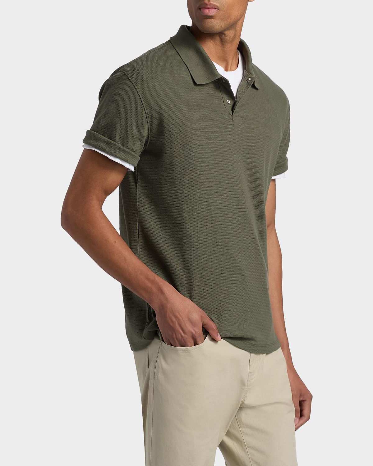 Vince Men 's Rib-Knit Cotton-Blend Polo Shirt | Thumbnail 7 Vince Men 's Rib-Knit Cotton-Blend Polo Shirt | Thumbnail 7