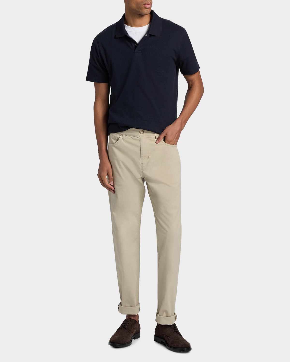 Vince Men 's Rib-Knit Cotton-Blend Polo Shirt