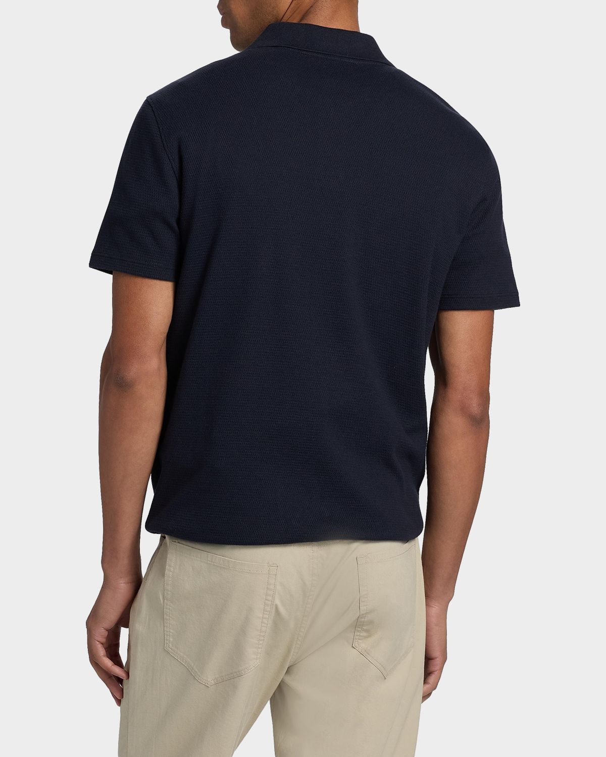 Vince Men 's Rib-Knit Cotton-Blend Polo Shirt | Thumbnail 3 Vince Men 's Rib-Knit Cotton-Blend Polo Shirt | Thumbnail 3