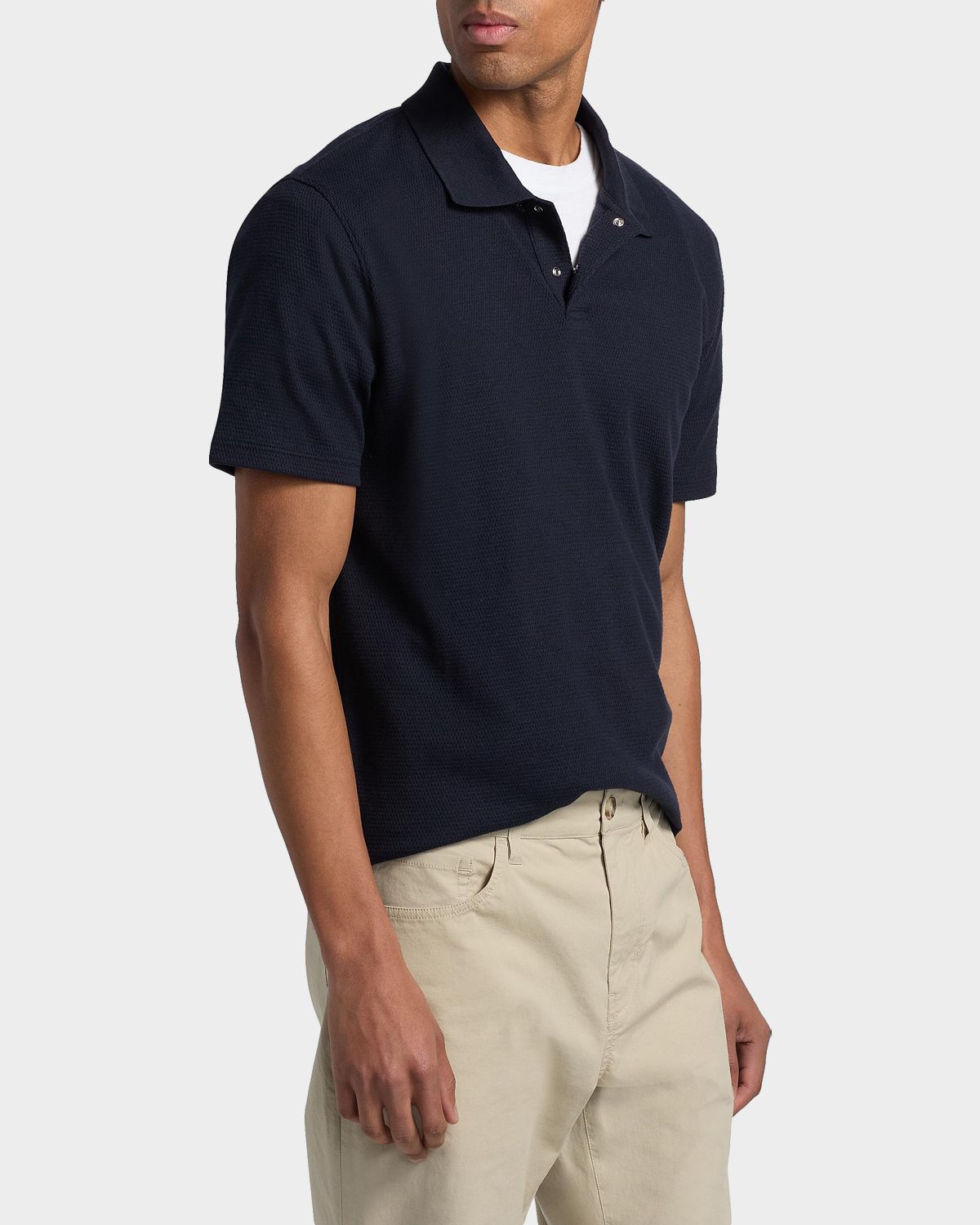 Vince Men 's Rib-Knit Cotton-Blend Polo Shirt | Thumbnail 7 Vince Men 's Rib-Knit Cotton-Blend Polo Shirt | Thumbnail 7