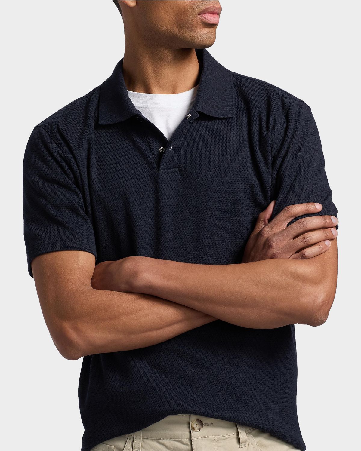 Vince Men 's Rib-Knit Cotton-Blend Polo Shirt | Thumbnail 5 Vince Men 's Rib-Knit Cotton-Blend Polo Shirt | Thumbnail 5