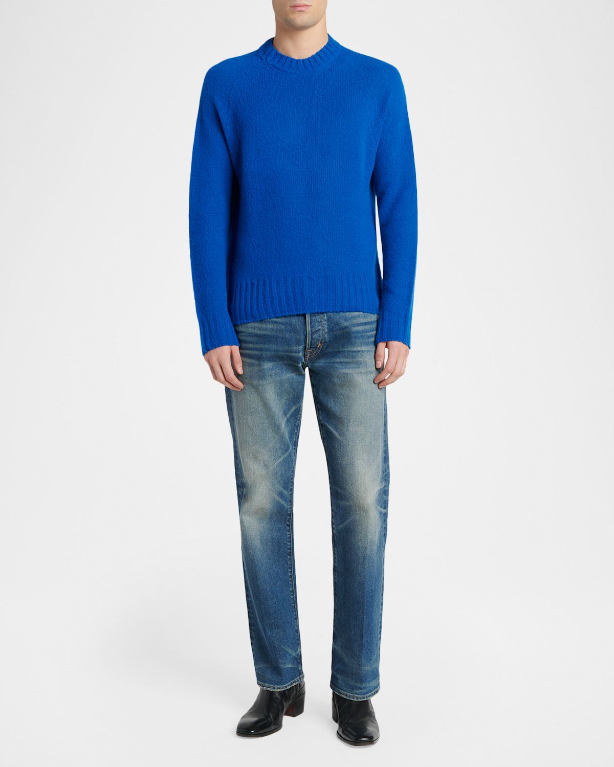 TOM FORD Men 's Brushed Cashmere Raglan Crewneck Sweater | Thumbnail 2