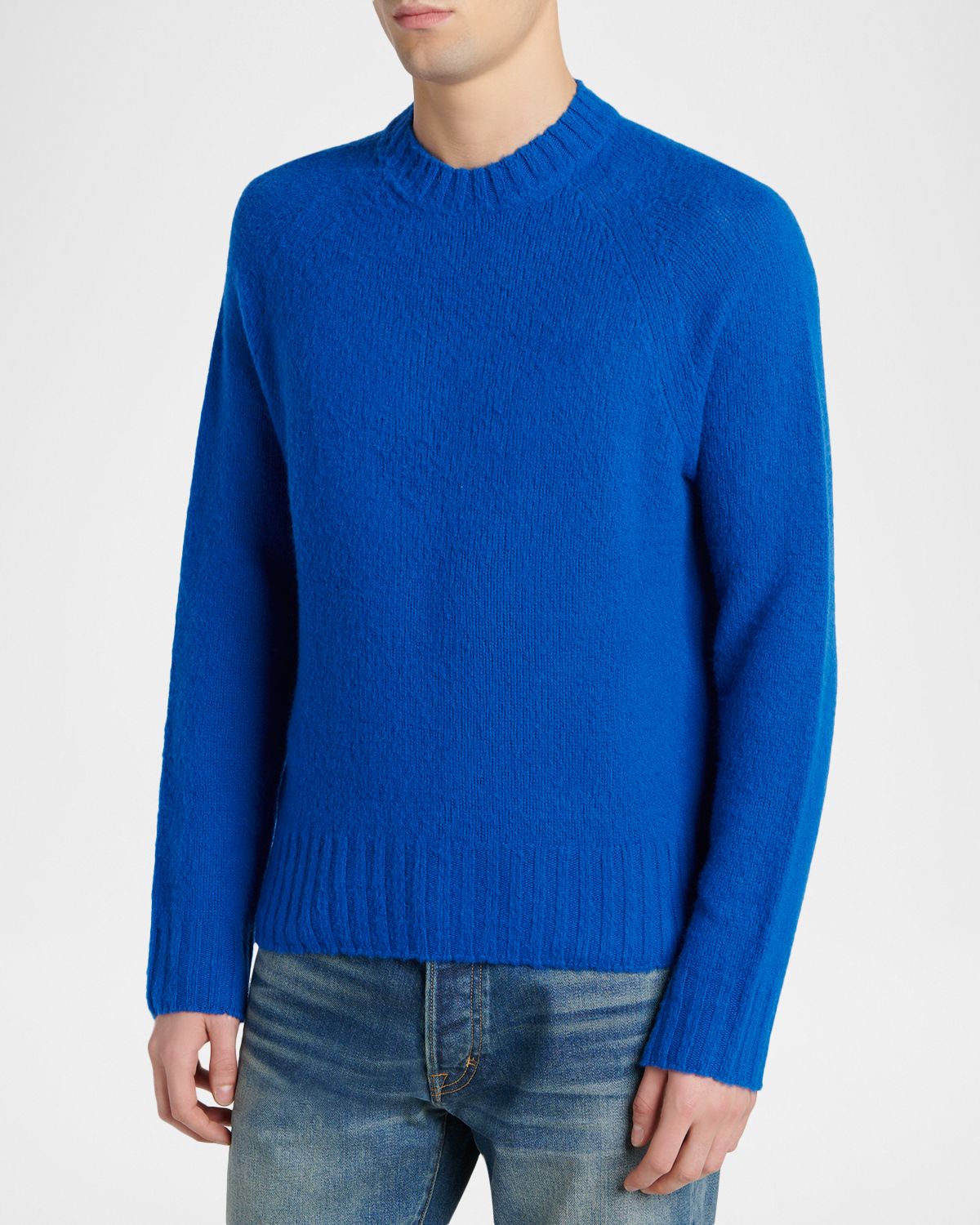 TOM FORD Men 's Brushed Cashmere Raglan Crewneck Sweater | Thumbnail 4