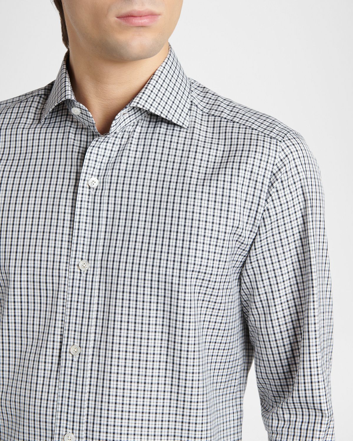 TOM FORD Men 's Cotton Grid Check Dress Shirt | Thumbnail 5 TOM FORD Men 's Cotton Grid Check Dress Shirt | Thumbnail 5