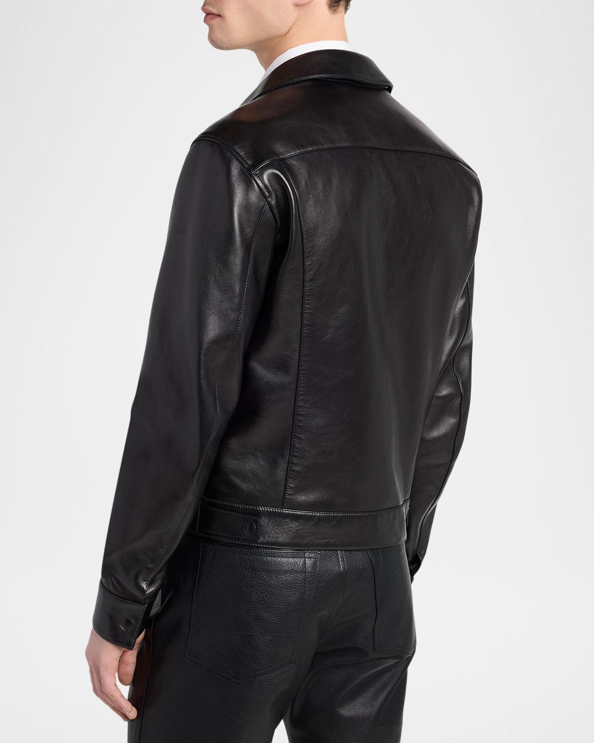 TOM FORD Men 's Full-Zip Grained Leather Jacket | Thumbnail 3 TOM FORD Men 's Full-Zip Grained Leather Jacket | Thumbnail 3