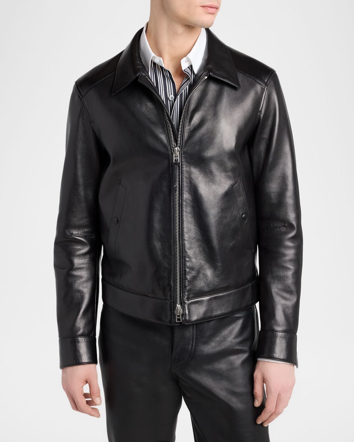 TOM FORD Men 's Full-Zip Grained Leather Jacket | Thumbnail 5 TOM FORD Men 's Full-Zip Grained Leather Jacket | Thumbnail 5
