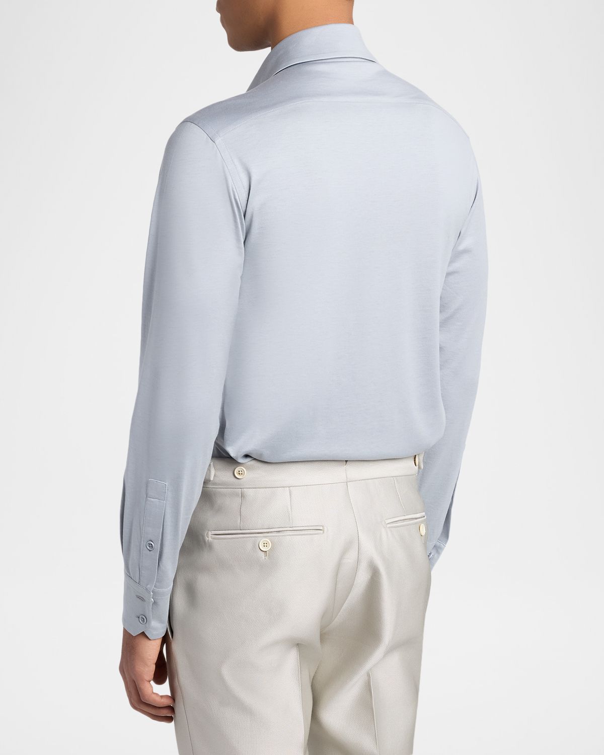 TOM FORD Men 's Cotton and Silk Jersey Button-Down Shirt | Thumbnail 3 TOM FORD Men 's Cotton and Silk Jersey Button-Down Shirt | Thumbnail 3
