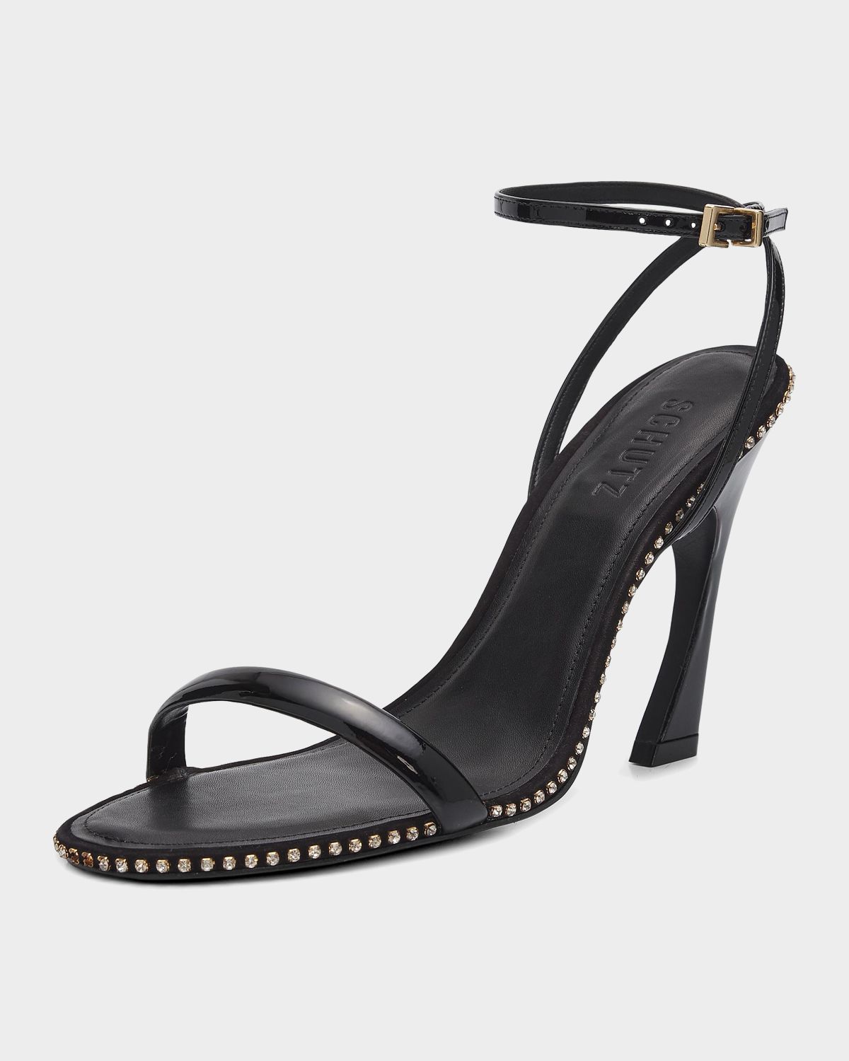 Schutz Lexi 100MM Crystal-Trim Patent Leather Sandals