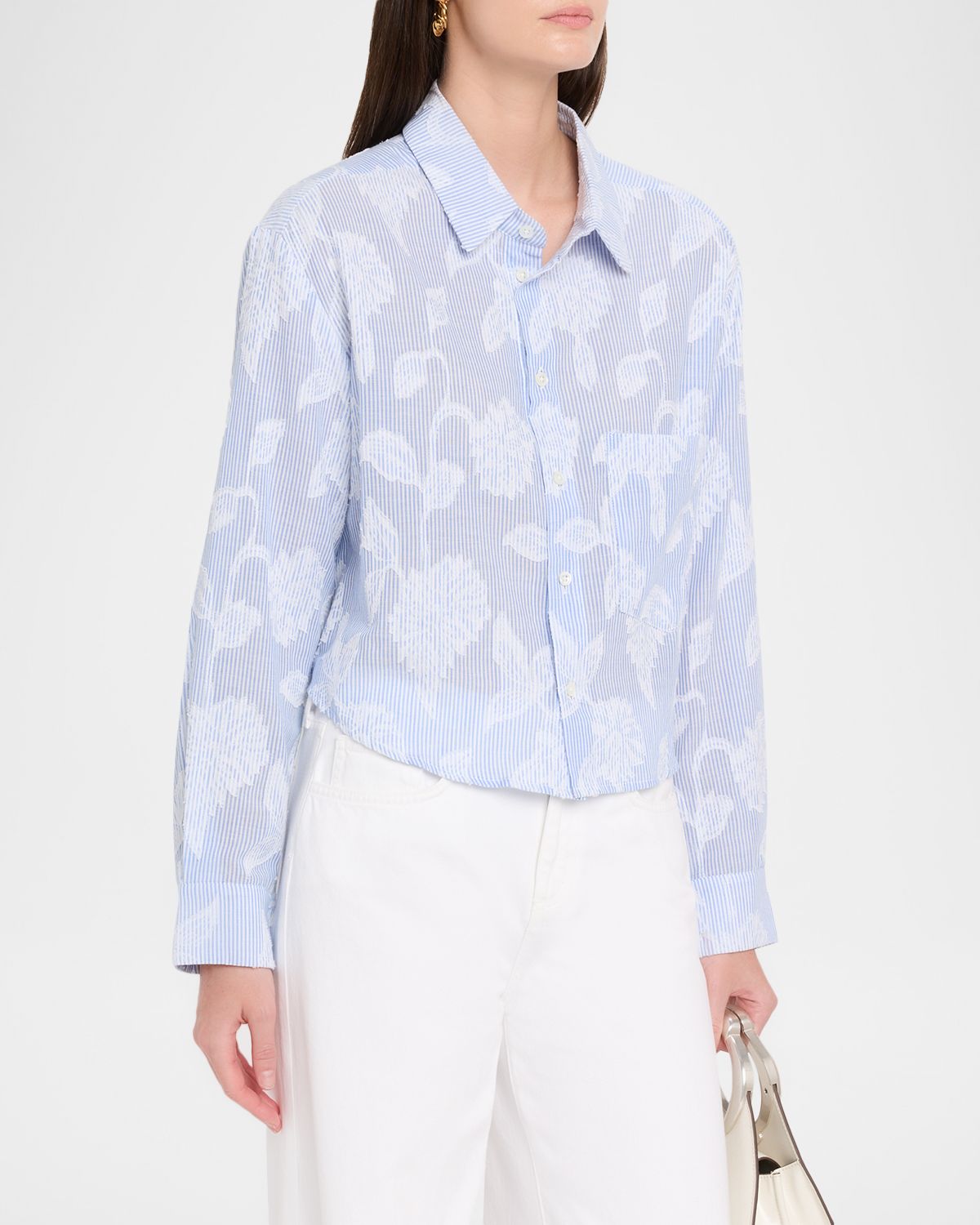 CISSA Floral Striped Button-Front Shirt | Thumbnail 4 CISSA Floral Striped Button-Front Shirt | Thumbnail 4
