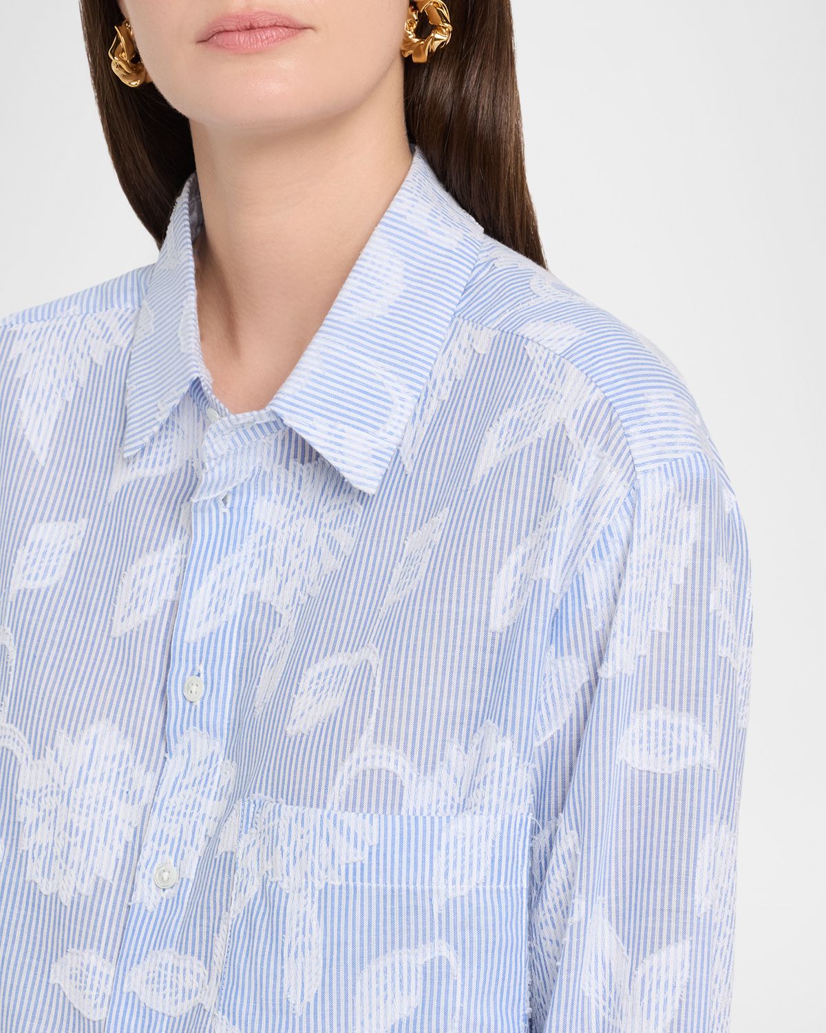 CISSA Floral Striped Button-Front Shirt | Thumbnail 5 CISSA Floral Striped Button-Front Shirt | Thumbnail 5