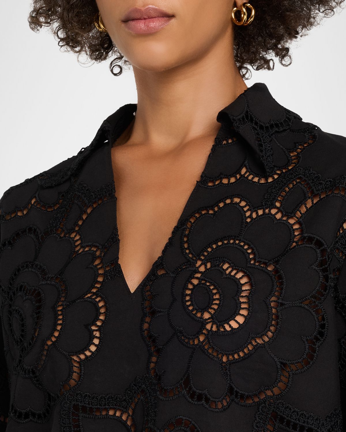 CISSA Floral Eyelet Embroidered V-Neck Blouse | Thumbnail 5 CISSA Floral Eyelet Embroidered V-Neck Blouse | Thumbnail 5