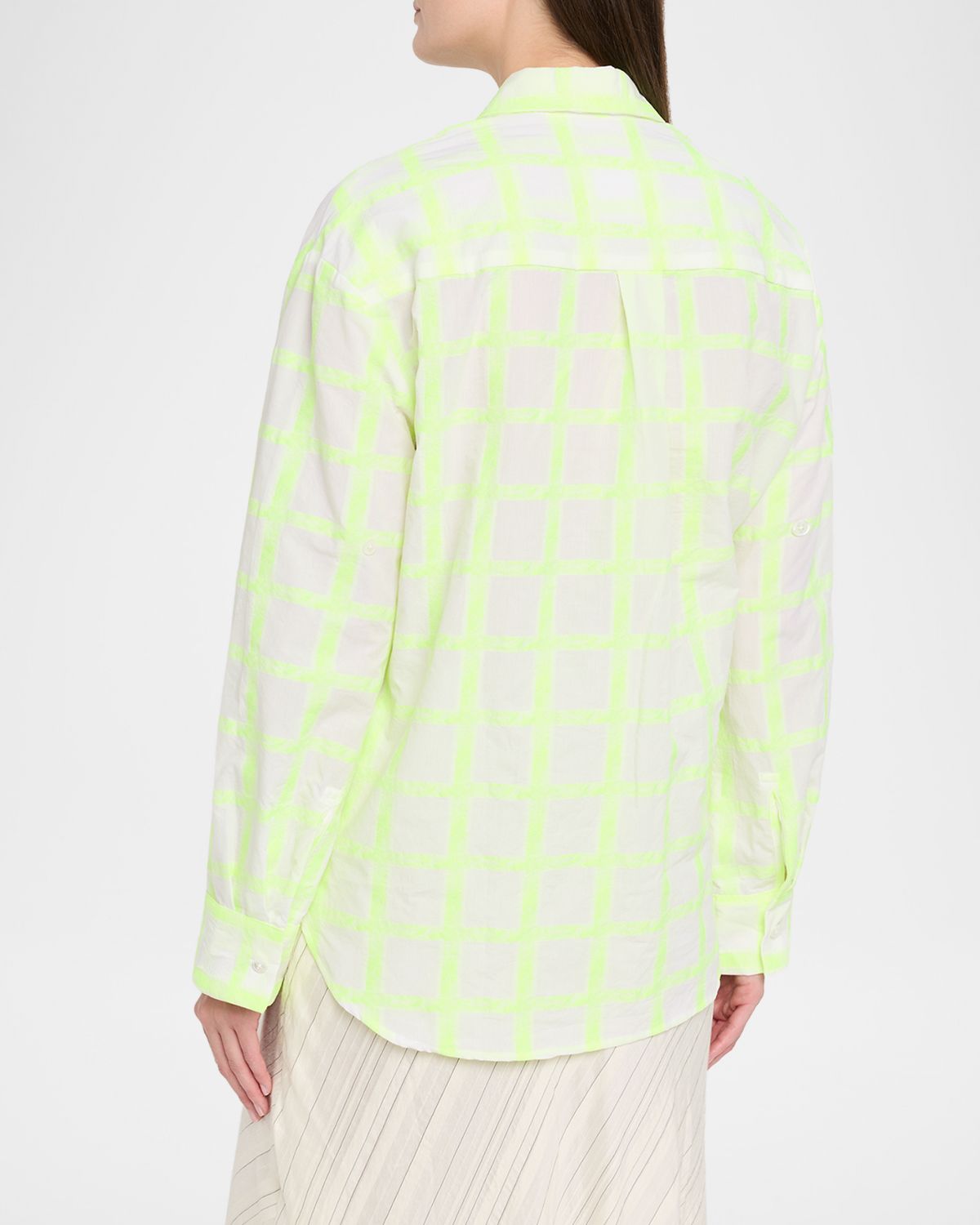 CISSA Windowpane Plaid Oversized Button-Front Shirt | Thumbnail 3