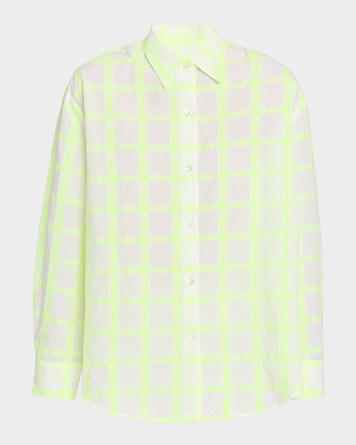 CISSA Windowpane Plaid Oversized Button-Front Shirt