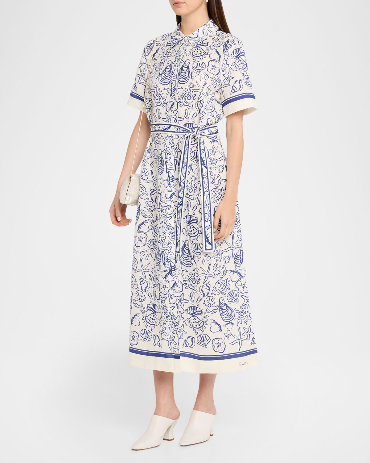 SIMKHAI Audria Belted Linen Midi Shirtdress | Thumbnail 4