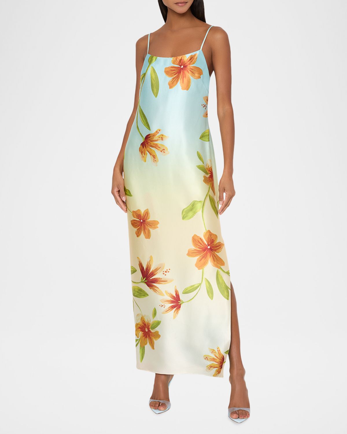 Milly Lily Floral-Print Satin Column Maxi Dress | Thumbnail 4