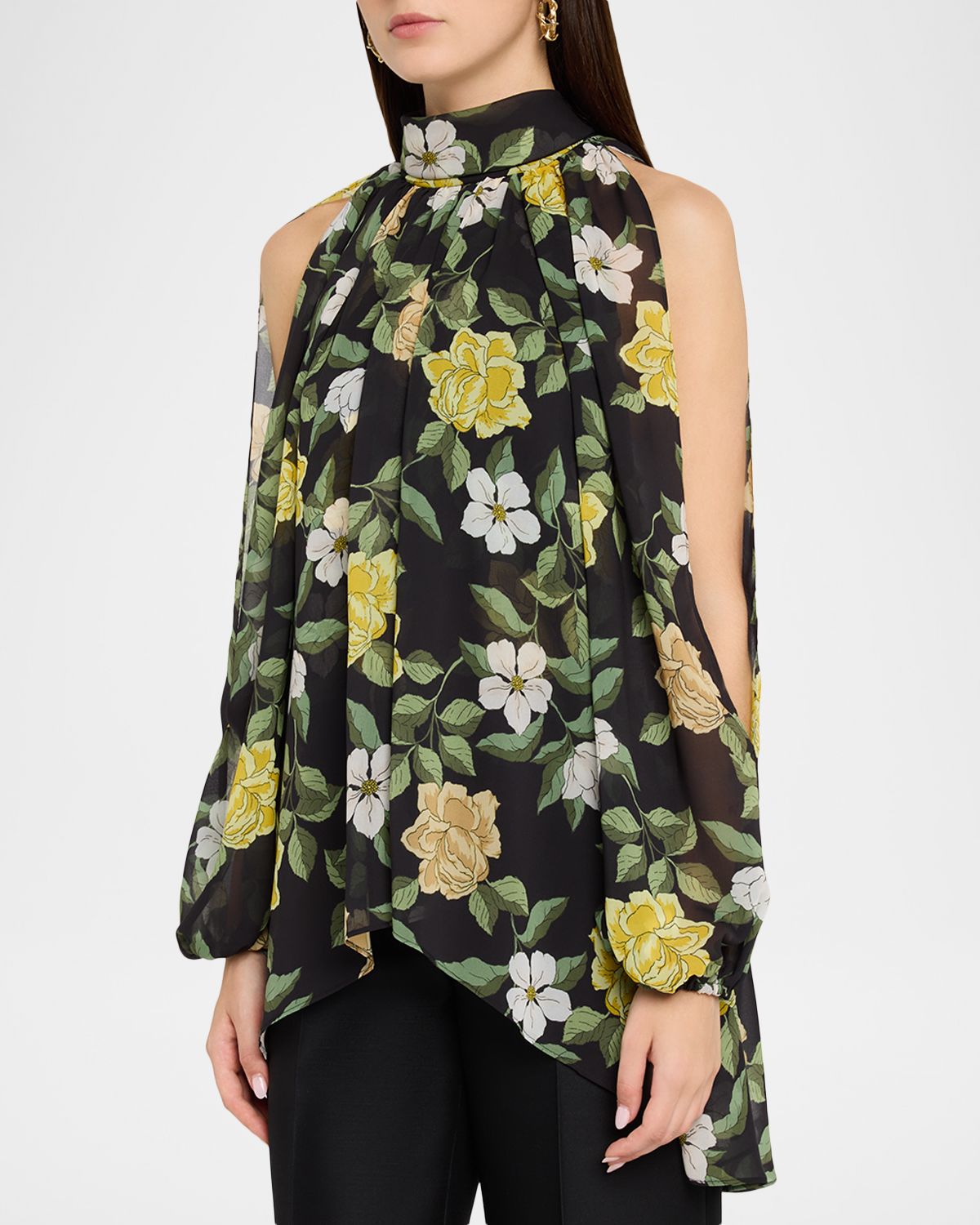 Ungaro Anabella Cape-Sleeve Floral Chiffon Blouse | Thumbnail 4 Ungaro Anabella Cape-Sleeve Floral Chiffon Blouse | Thumbnail 4
