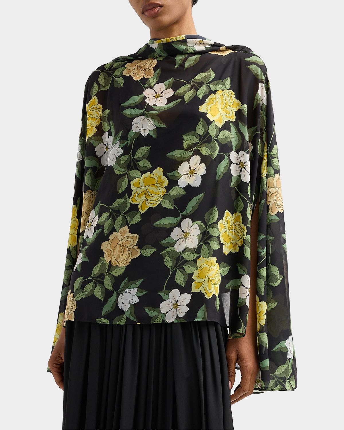 Ungaro Anabella Cape-Sleeve Floral Chiffon Blouse | Thumbnail 5 Ungaro Anabella Cape-Sleeve Floral Chiffon Blouse | Thumbnail 5