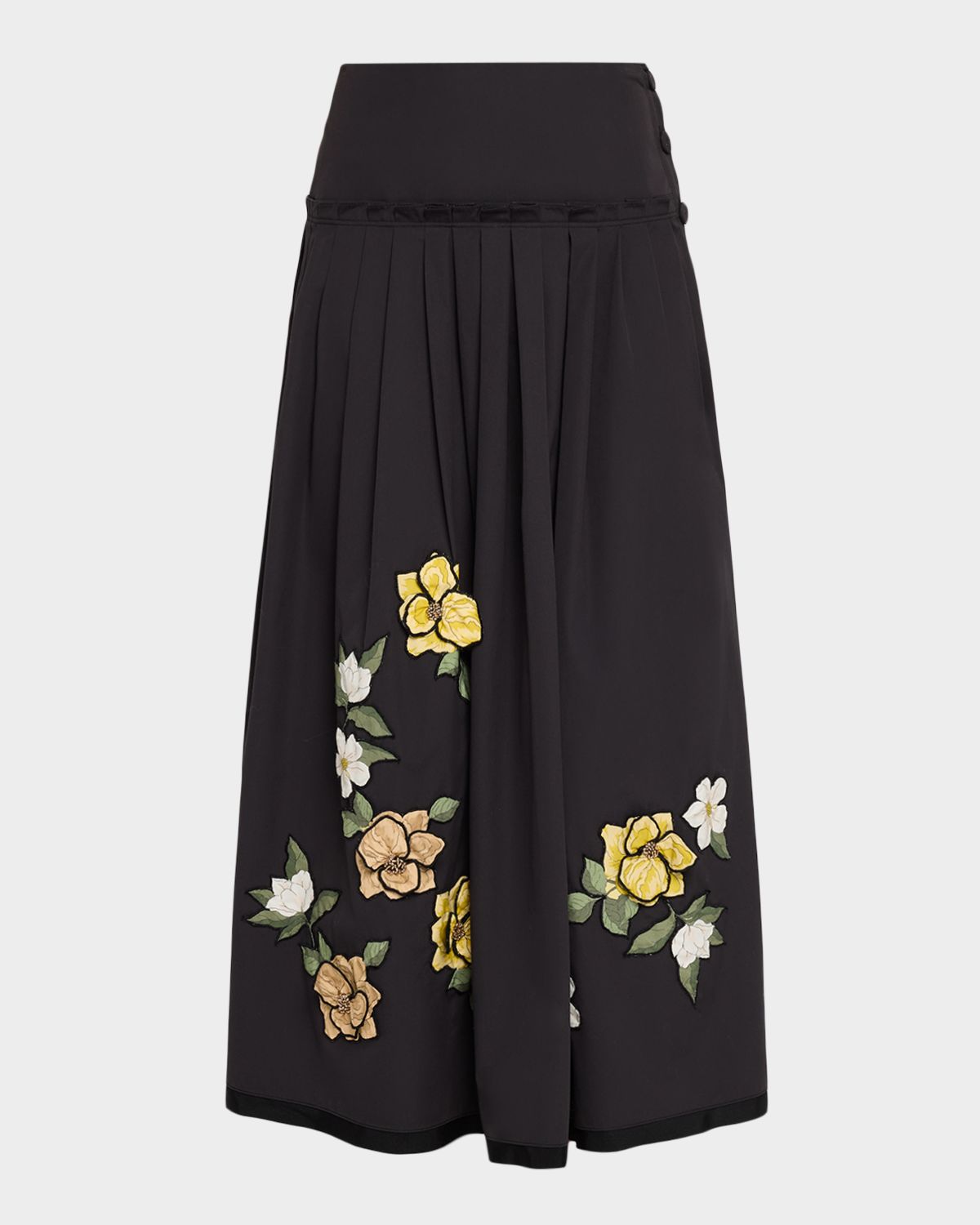 Ungaro Lindsey Pleated Floral Applique Midi Skirt - Women's Clothing