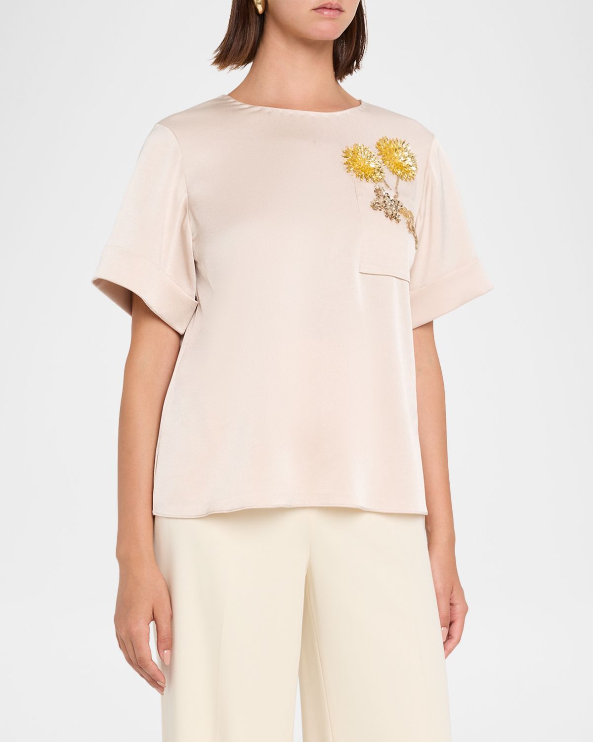 Ungaro Amina Crystal Floral Crewneck Blouse | Thumbnail 4 Ungaro Amina Crystal Floral Crewneck Blouse | Thumbnail 4