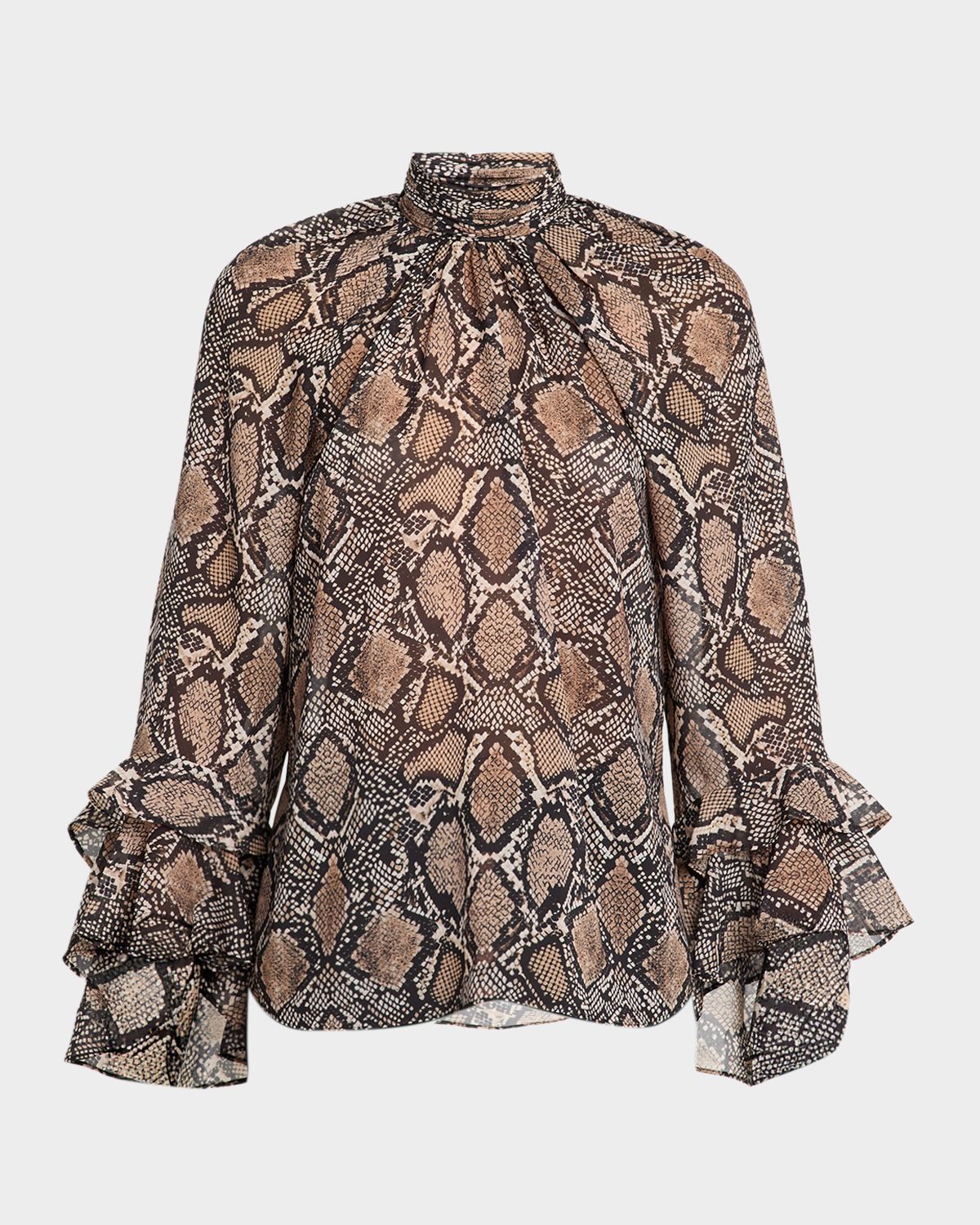 Ungaro Raina Ruffle Snakeskin-Print Blouse