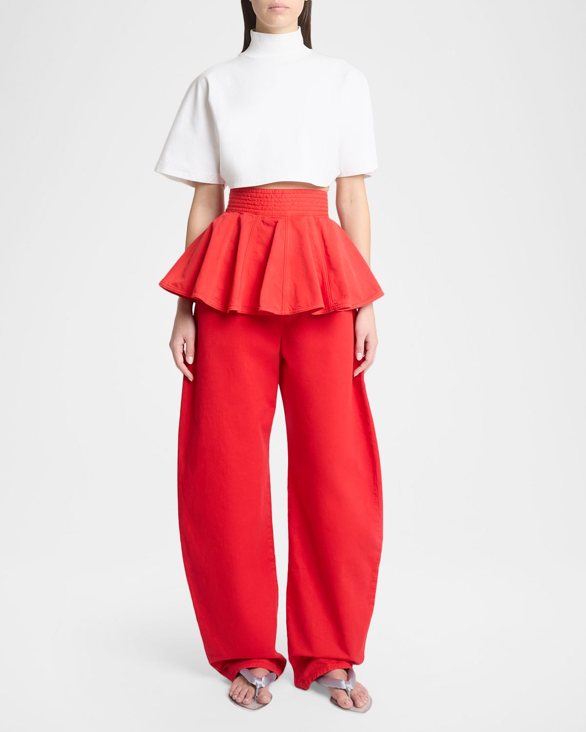 ALAÏA Turtleneck Short-Sleeve Crop T-Shirt | Thumbnail 5