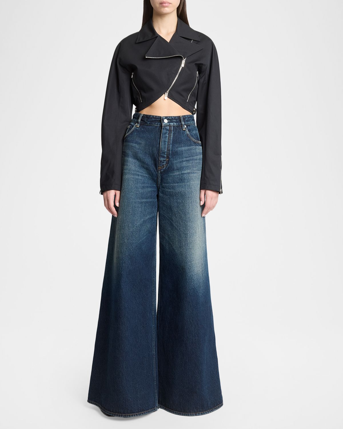 ALAÏA Cropped Cotton Poplin Biker Jacket | Thumbnail 5 ALAÏA Cropped Cotton Poplin Biker Jacket | Thumbnail 5