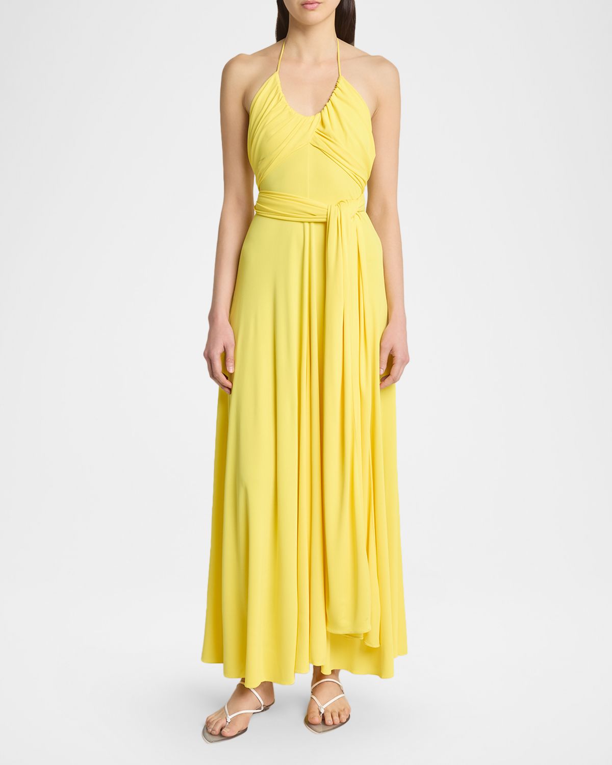 ALAÏA Crossover Wrap Jersey Halter Maxi Dress | Thumbnail 5