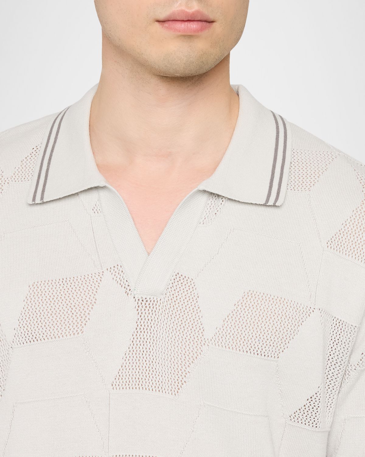 Robert Graham Men 's Marcross Cotton Knit Geometric Johnny Collar Polo Shirt | Thumbnail 5