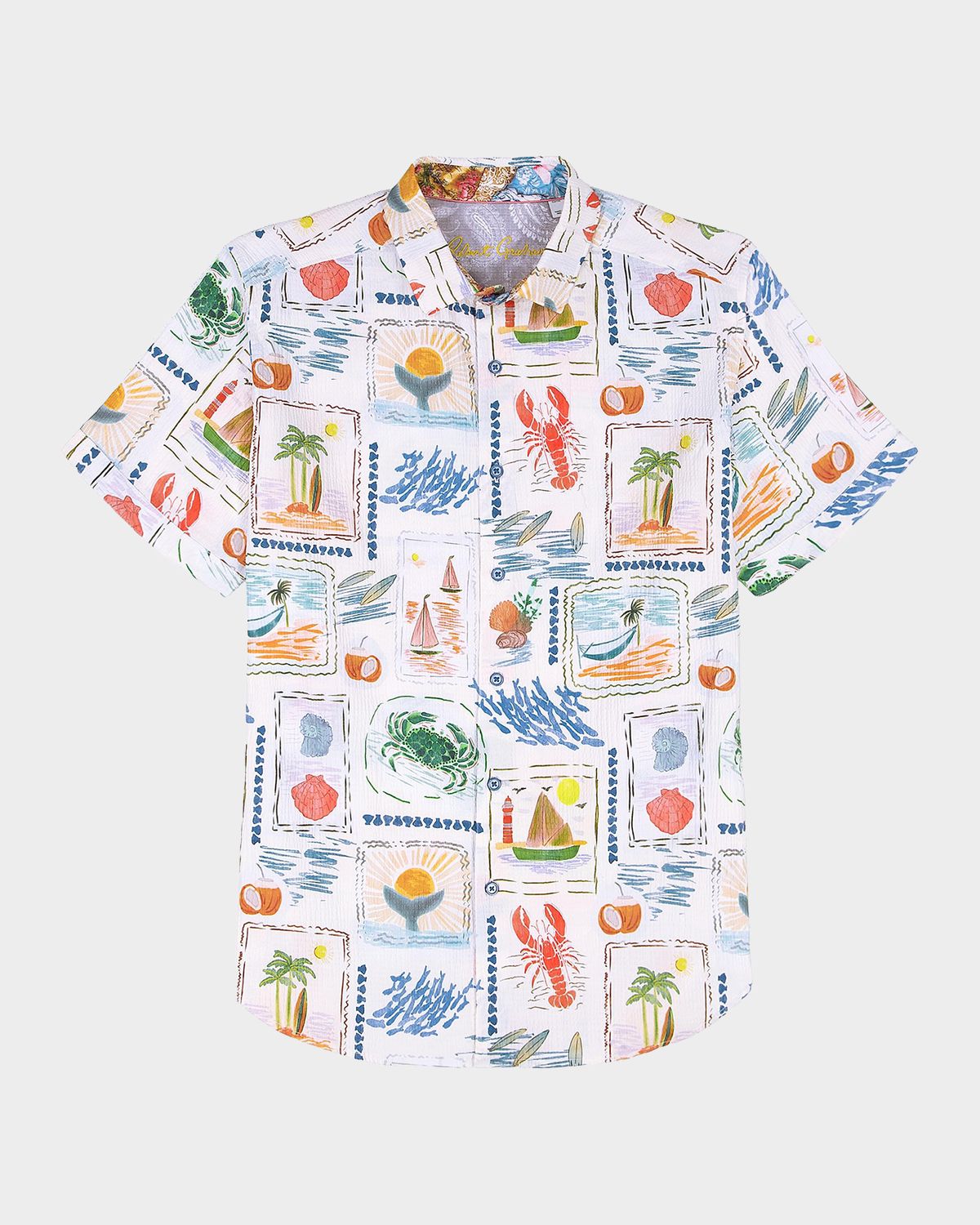 Robert Graham Men 's Isla Vista Textured-Cotton Short-Sleeve Shirt