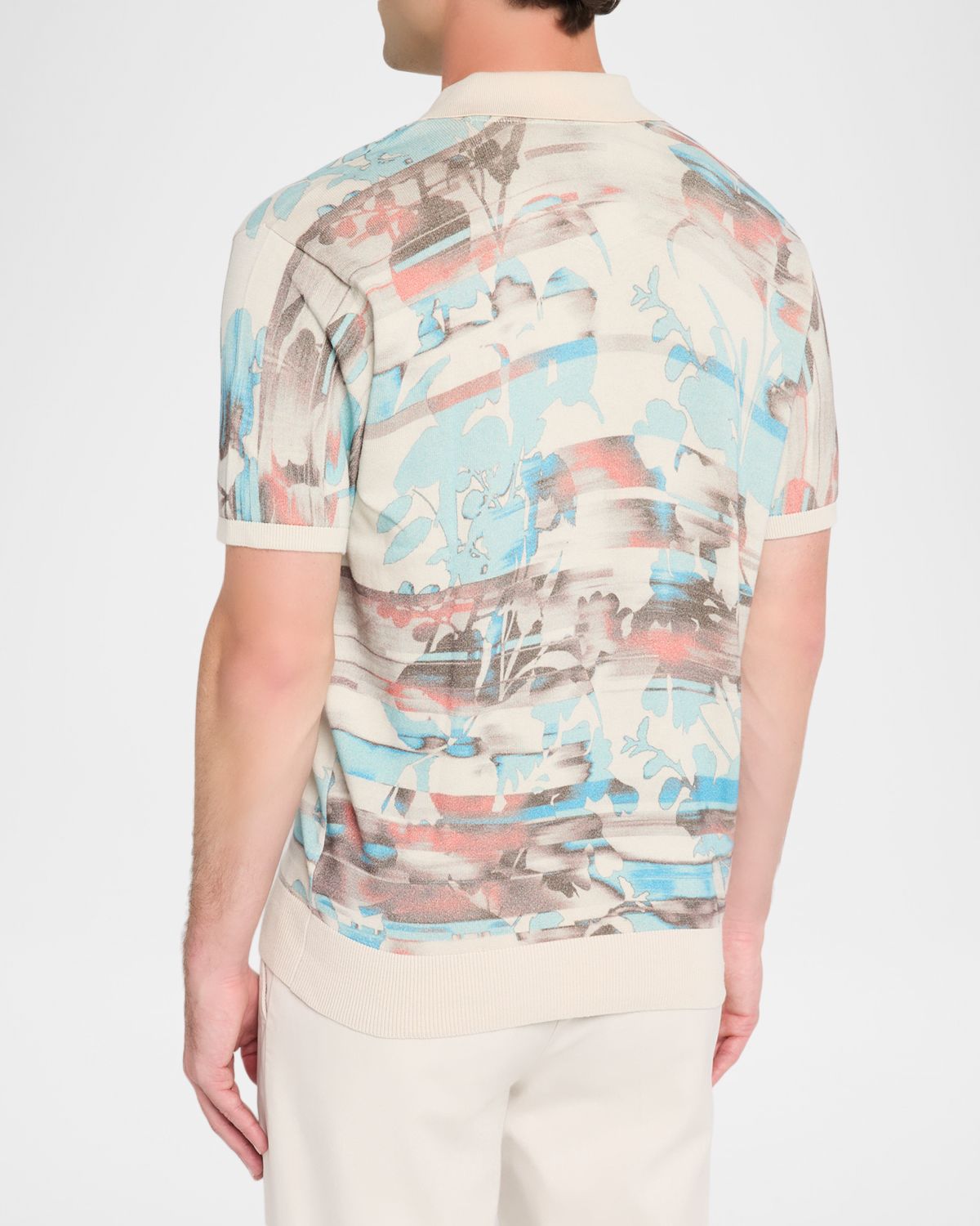 Robert Graham Men 's Ordale Cotton Knit Abstract Johnny Collar Polo Shirt | Thumbnail 3 Robert Graham Men 's Ordale Cotton Knit Abstract Johnny Collar Polo Shirt | Thumbnail 3