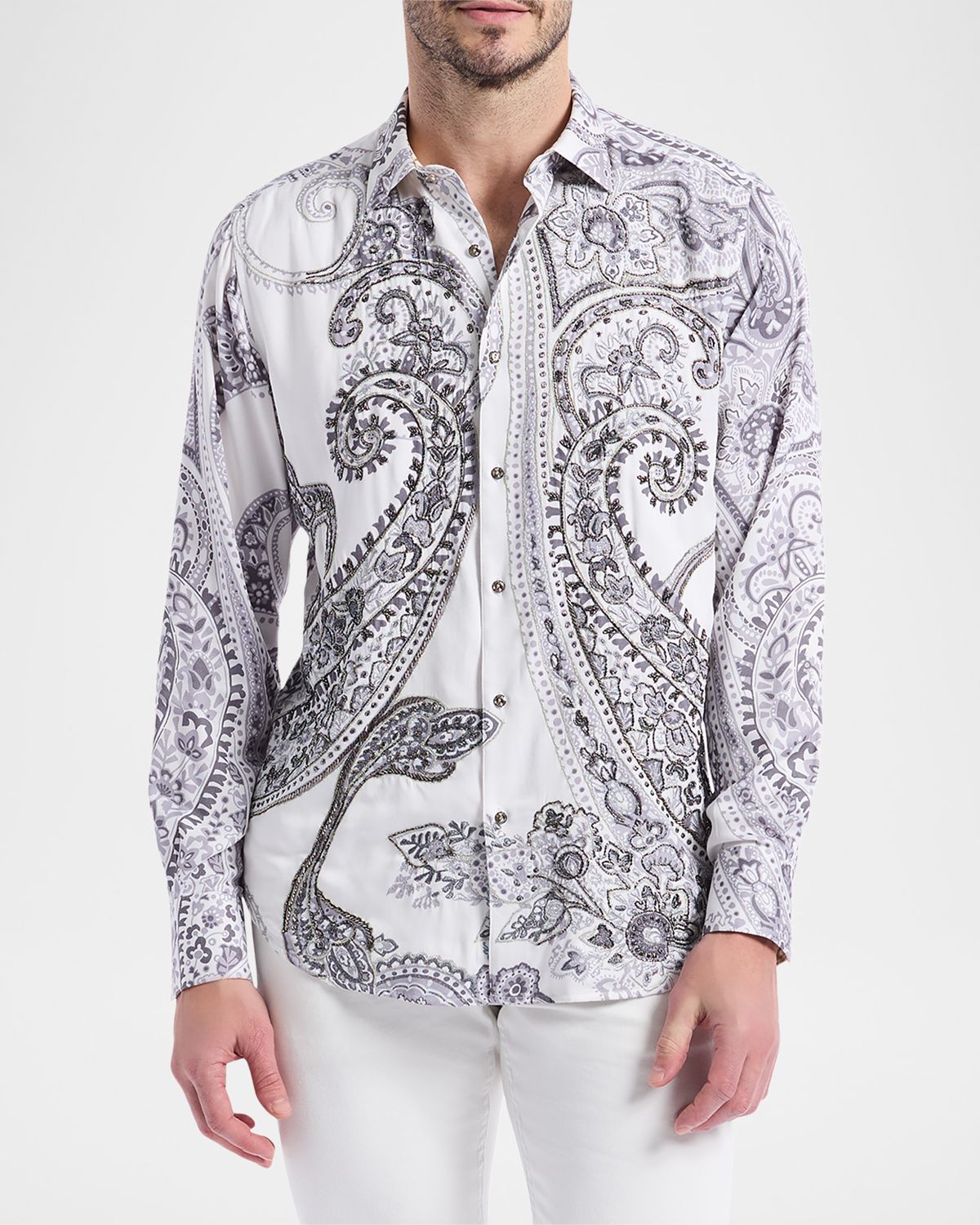 Robert Graham Men 's Paisley Bead-Embellished Sport Shirt | Thumbnail 4 Robert Graham Men 's Paisley Bead-Embellished Sport Shirt | Thumbnail 4