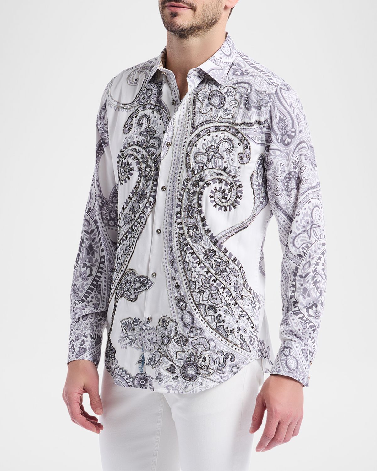 Robert Graham Men 's Paisley Bead-Embellished Sport Shirt | Thumbnail 6 Robert Graham Men 's Paisley Bead-Embellished Sport Shirt | Thumbnail 6