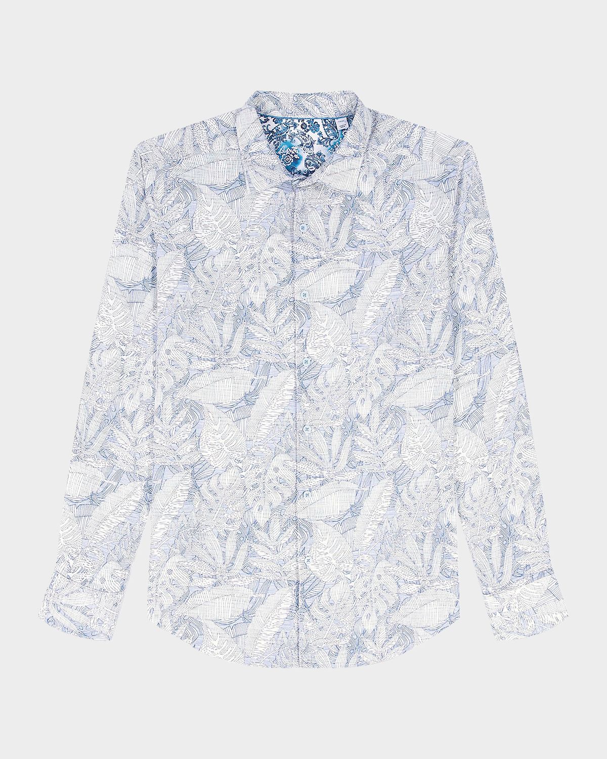 Robert Graham Men 's Winesap Foliage Linework Sport Shirt