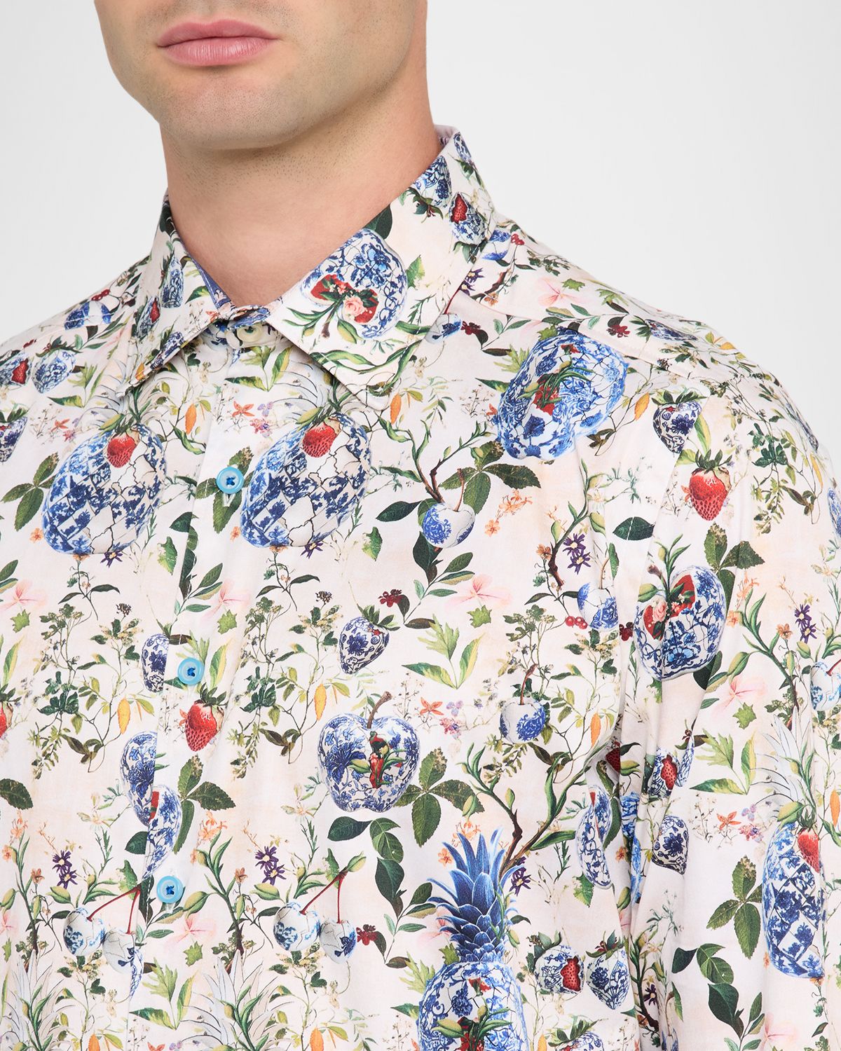 Robert Graham Men 's Briarcliff Cotton Stretch Floral Sport Shirt | Thumbnail 5 Robert Graham Men 's Briarcliff Cotton Stretch Floral Sport Shirt | Thumbnail 5