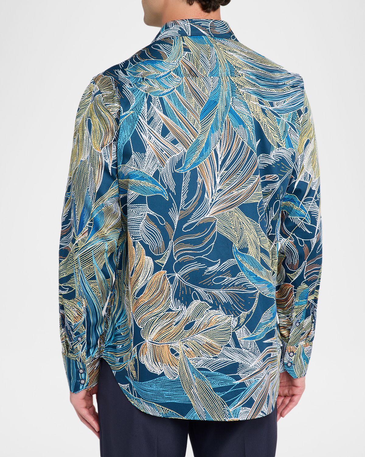 Robert Graham Men 's Chorro Embroidered Leaf Print Shirt | Thumbnail 3 Robert Graham Men 's Chorro Embroidered Leaf Print Shirt | Thumbnail 3