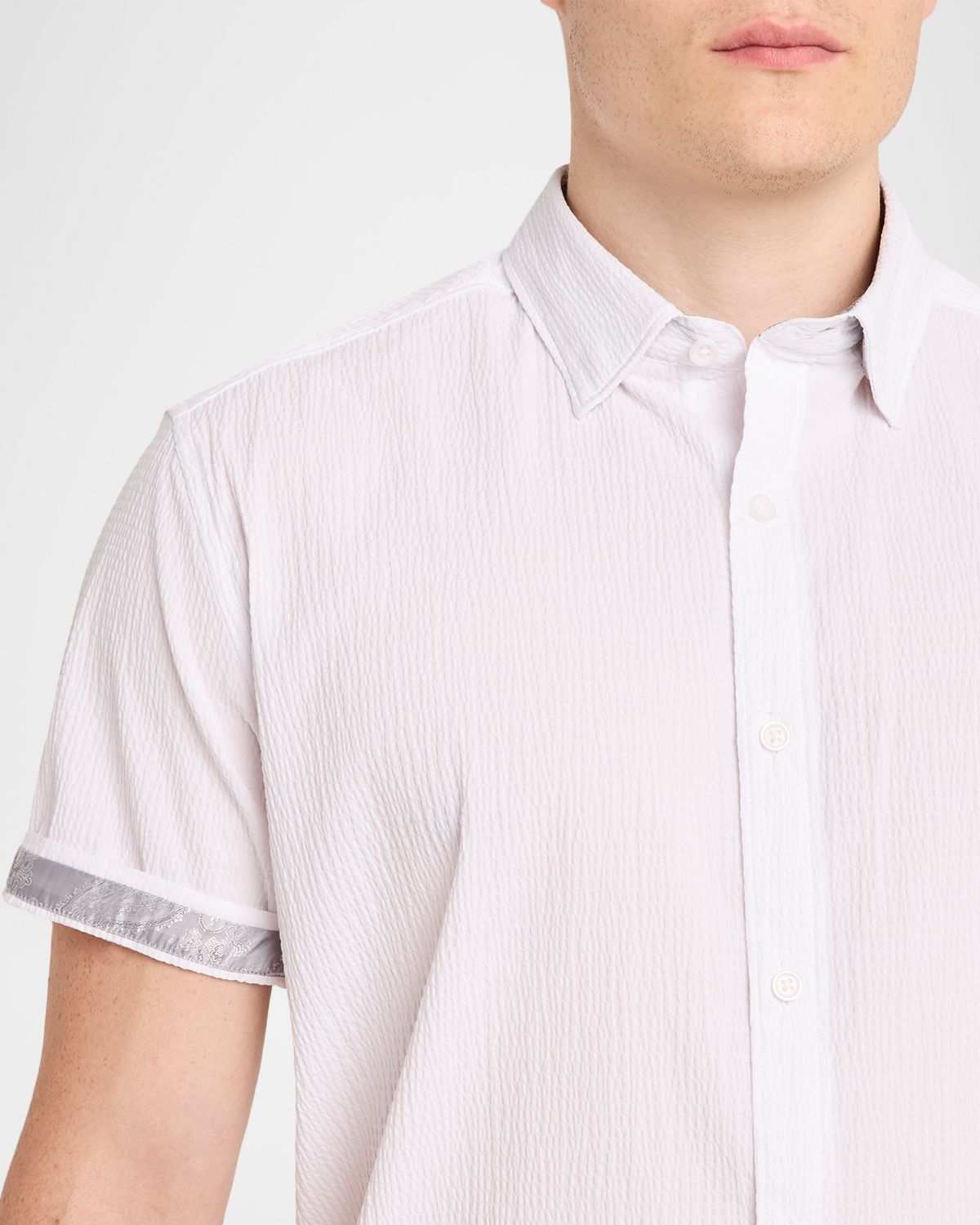 Robert Graham Men 's Thresher Textured Cotton Short-Sleeve Shirt | Thumbnail 5 Robert Graham Men 's Thresher Textured Cotton Short-Sleeve Shirt | Thumbnail 5