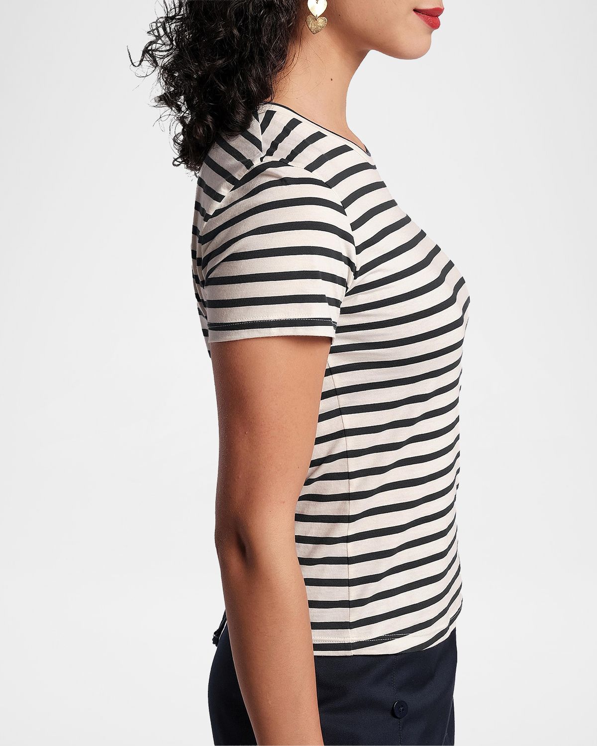 Frances Valentine Super Striped Pima Cotton T-Shirt | Thumbnail 3 Frances Valentine Super Striped Pima Cotton T-Shirt | Thumbnail 3