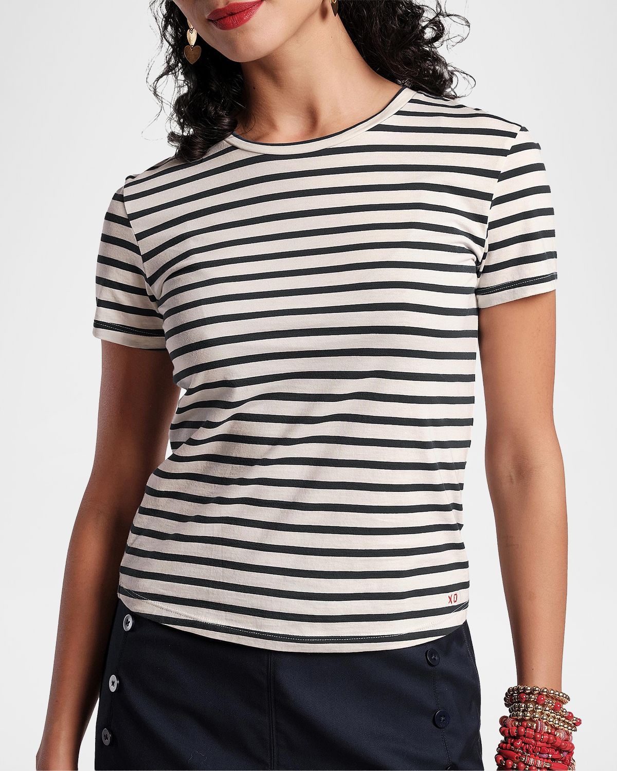 Frances Valentine Super Striped Pima Cotton T-Shirt | Thumbnail 1 Frances Valentine Super Striped Pima Cotton T-Shirt | Thumbnail 1