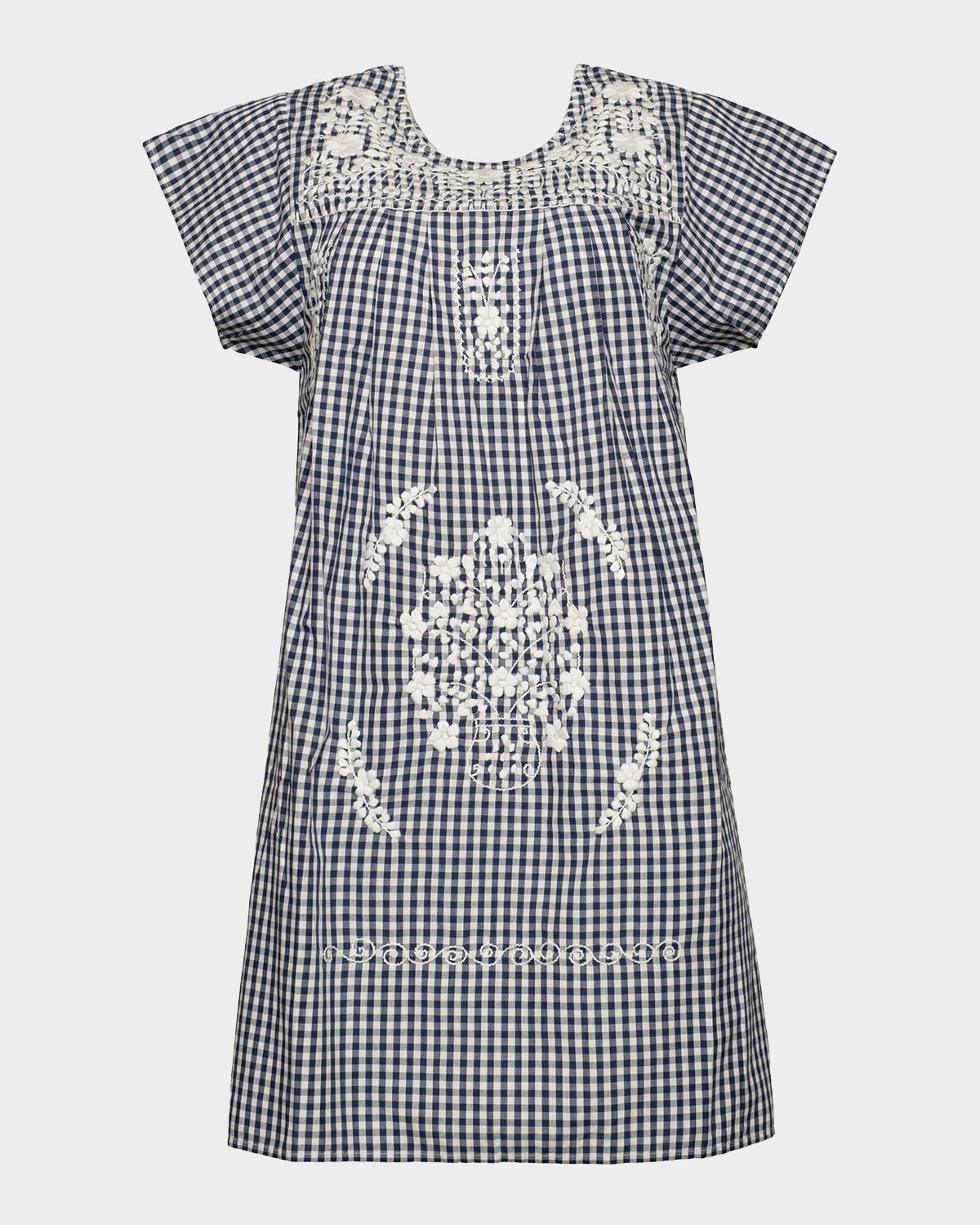 Frances Valentine Camila Embroidered Gingham Cotton Mini Dress